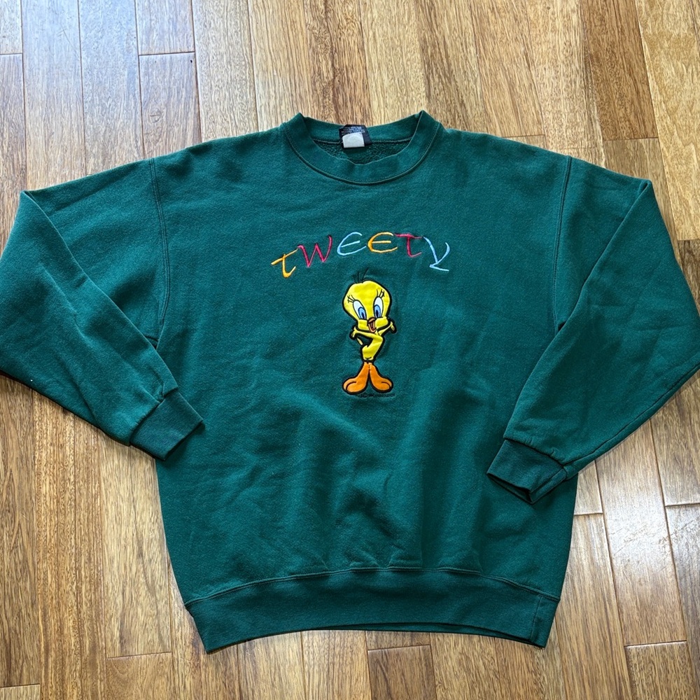 Neff Forest Green Crewneck Sweatshirt with Tweety Embroidery